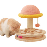 FelRelWel cat scratching post with hanging ball and wooden interactive base for cats