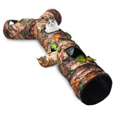 FelRelWel Cat Tunnel with camouflage design and multiple openings for playful cats
