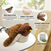FelRelWel flying bird cat toy made with rabbit fur fabric simulating wing sound and catnip fragrance