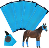 Horse fly boots and mask set in blue for protecting horses from flies and bugs