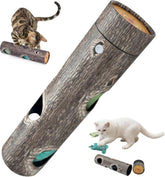 FelRelWel interactive cat toy for indoor cats resembling a log with openings for playful engagement