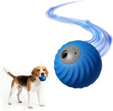 Interactive dog treat ball in blue, designed for engaging playtime with your pet