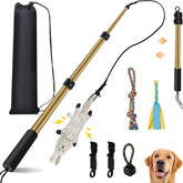 GRETMIX interactive flirt pole for dogs with toys and carrying bag for fun exercise