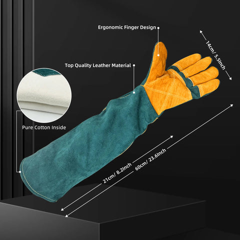 FelRelWel animal handling gloves with ergonomic finger design and top quality leather material