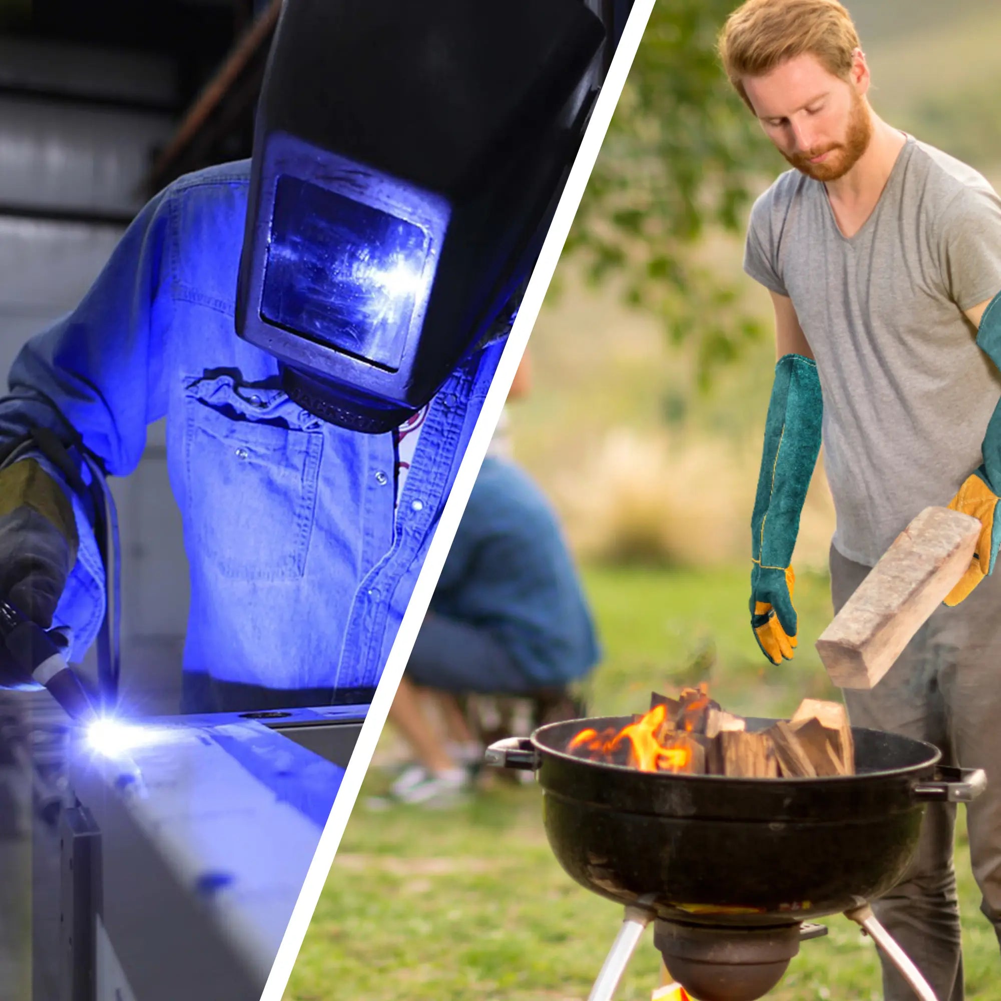 FelRelWel Animal Handling Gloves used for welding protection and outdoor wood handling tasks