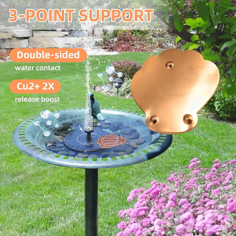 FelRelWel bird bath copper cleaning disk with double-sided water contact for easy maintenance