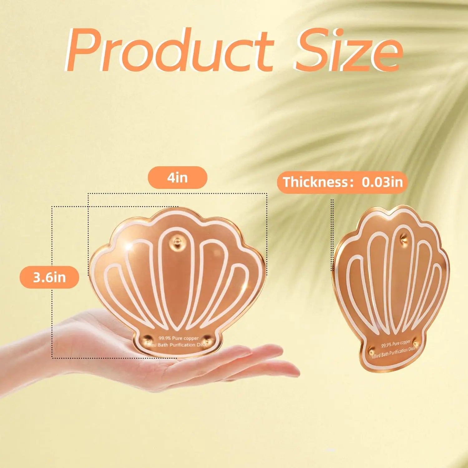 FelRelWel bird bath copper cleaning disk in a shell shape to keep bird baths clean and sparkling