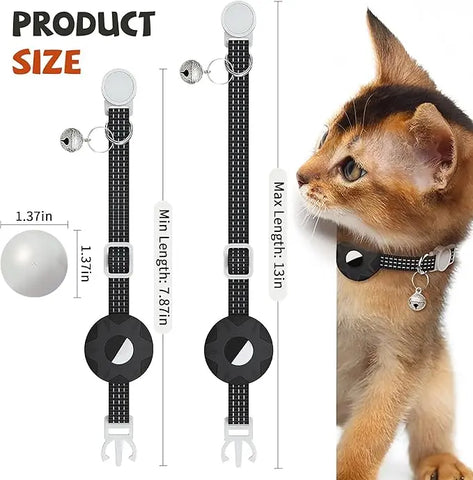 FelRelWel cat tracker collar with GPS pet tracker feature showing adjustable size and bell on a kitten