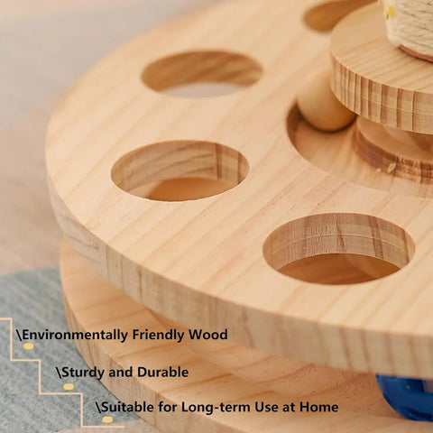 FelRelWel wooden cat scratching post with round holes made from environmentally friendly wood