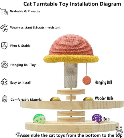 FelRelWel Hanging Ball Cat Scratching Post with wear-resistant rope and wooden base