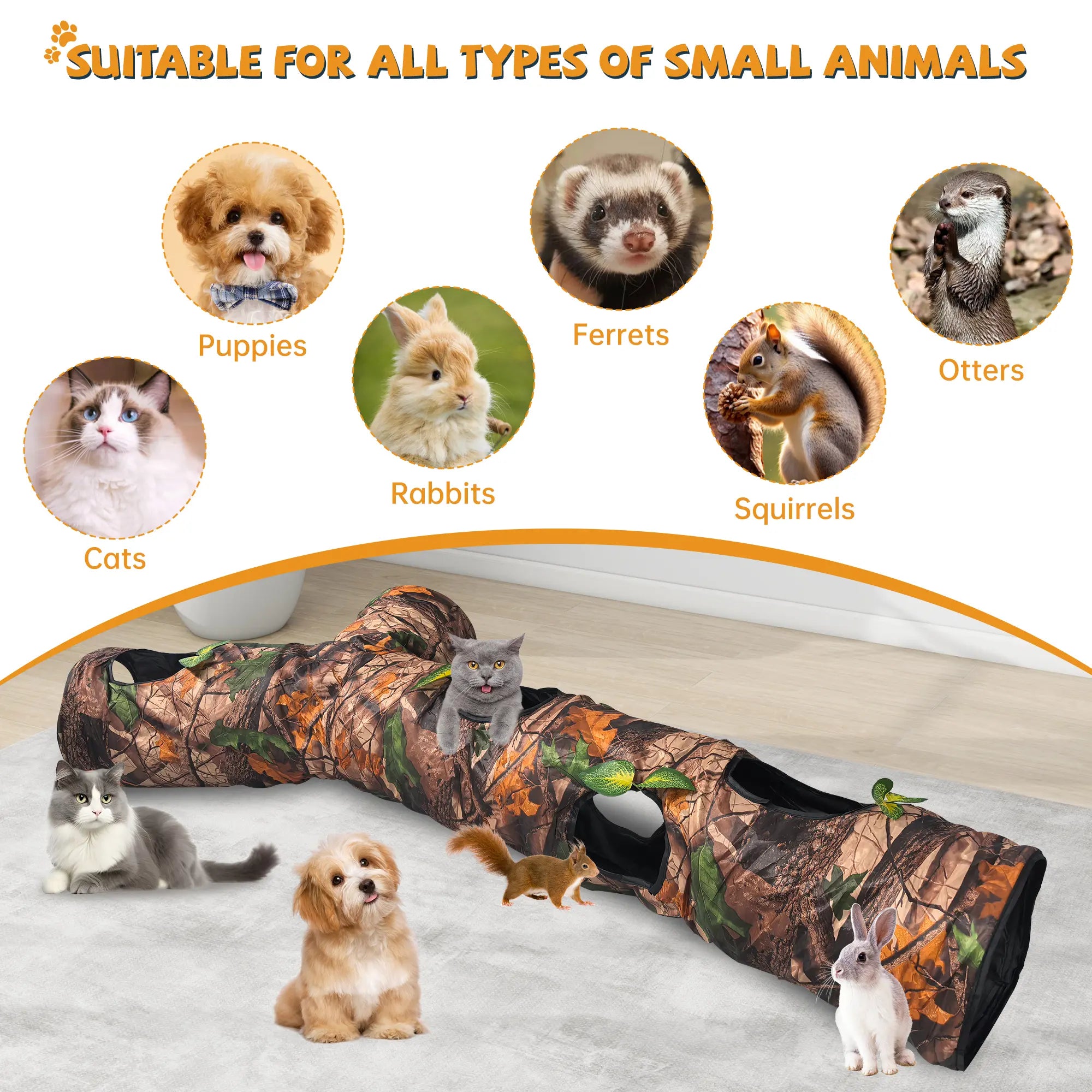 FelRelWel cat tunnels camouflage design suitable for cats puppies rabbits ferrets squirrels and otters