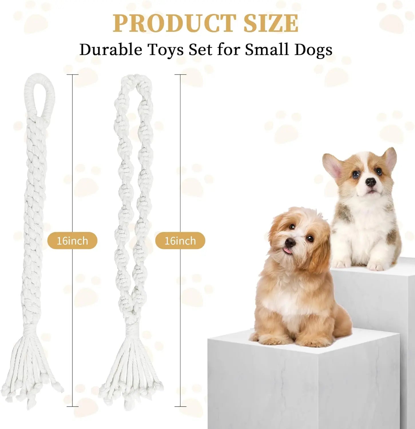 Durable FelRelWel dog rope toys for aggressive chewers in white, ideal for small dogs and tough playtime