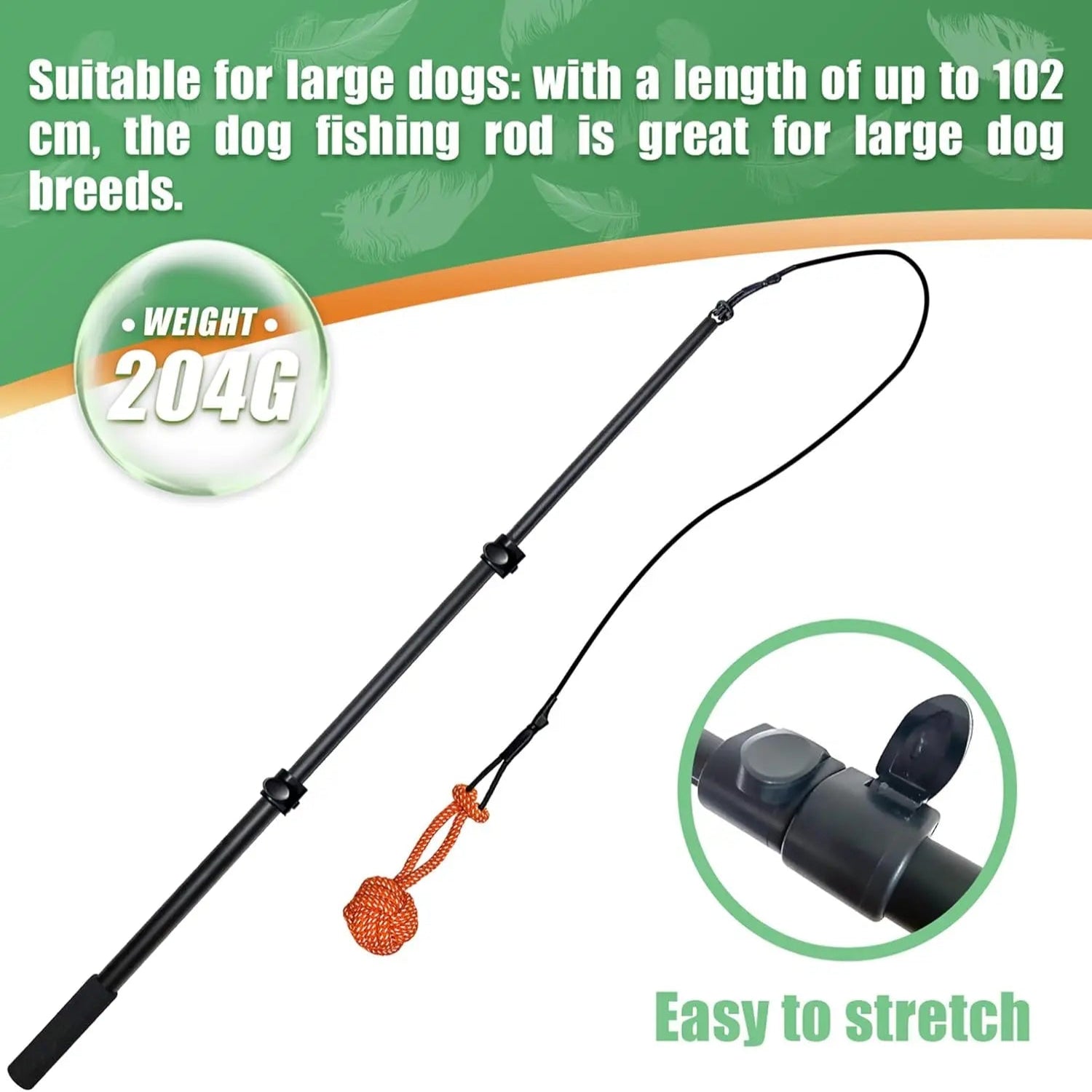 FelRelWel Flirt Pole for Dogs with easy stretch design and 102 cm length for large dog breeds
