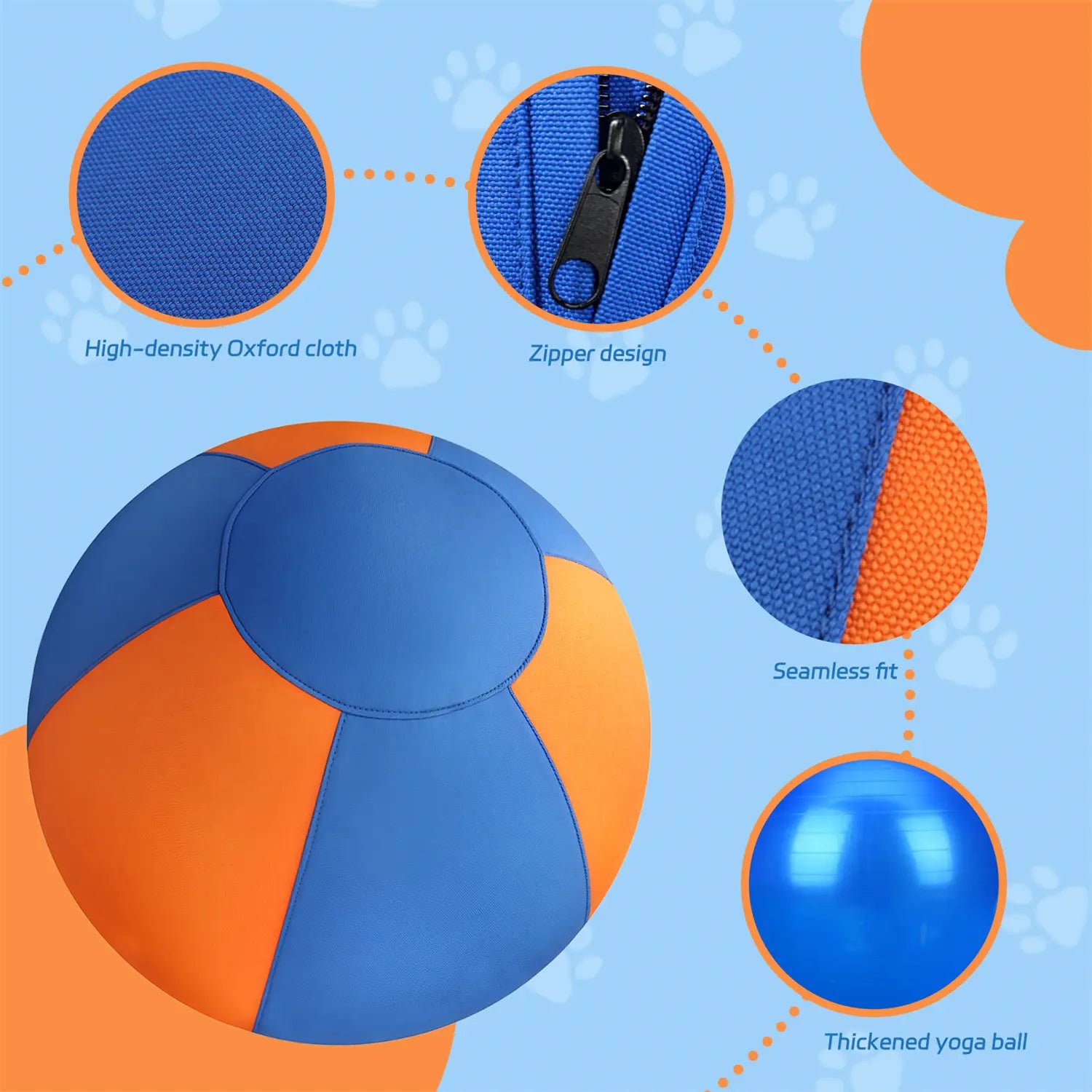 FelRelWel herding ball for dogs made with high-density Oxford cloth and thickened yoga ball design