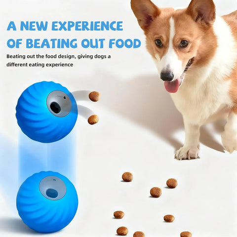 Interactive dog treat ball in blue, designed for fun feeding and engagement for dogs