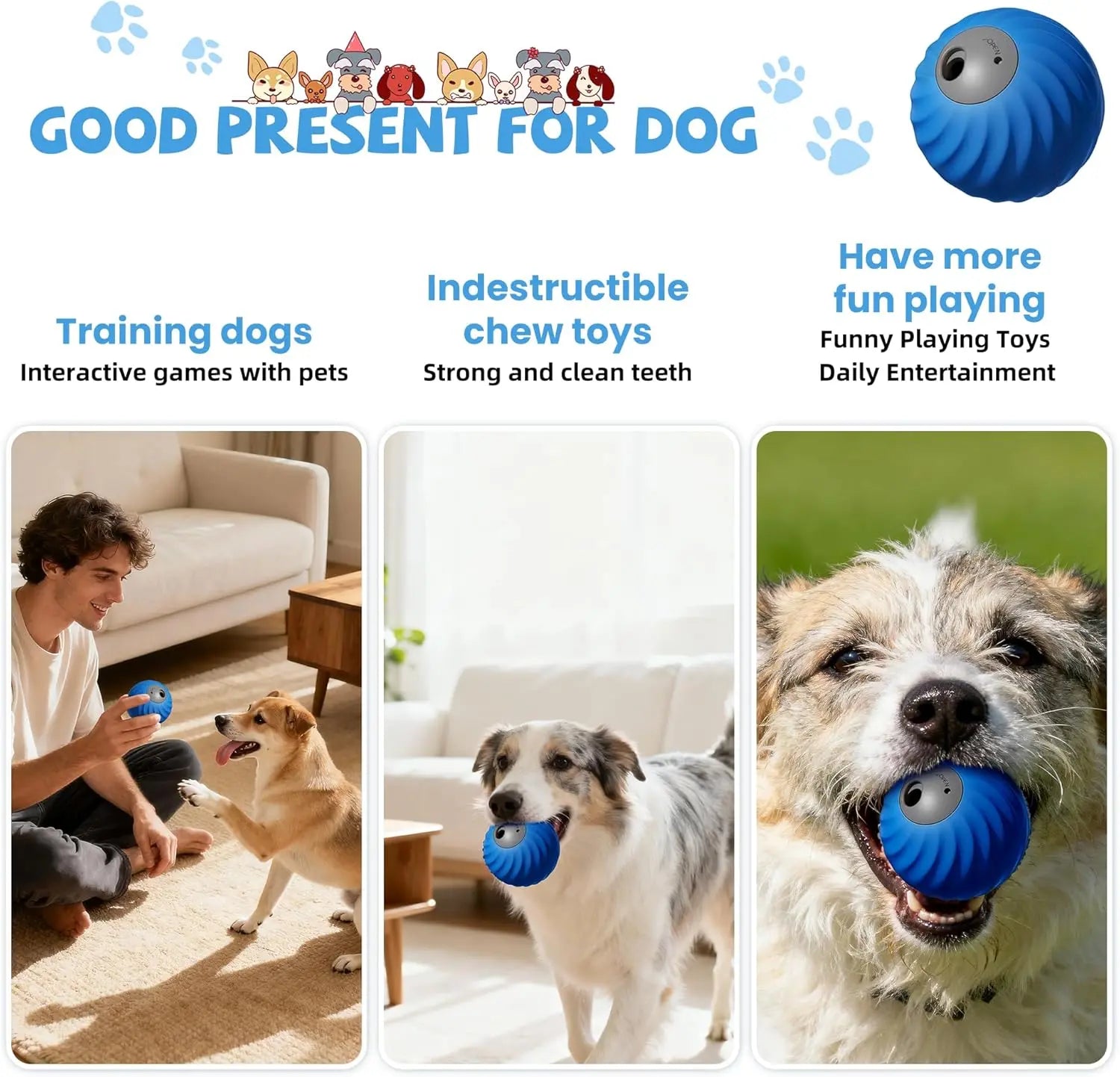 FelRelWel interactive dog treat ball for training and fun, strong and durable for extended playtime