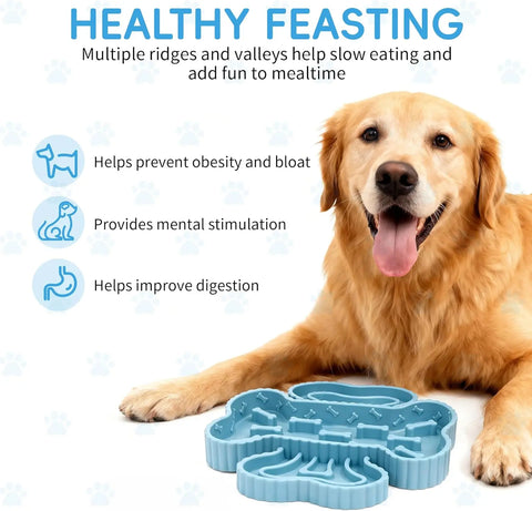 FelRelWel silicone slow feeder dog bowl with healthy ridges for slow eating and improved digestion