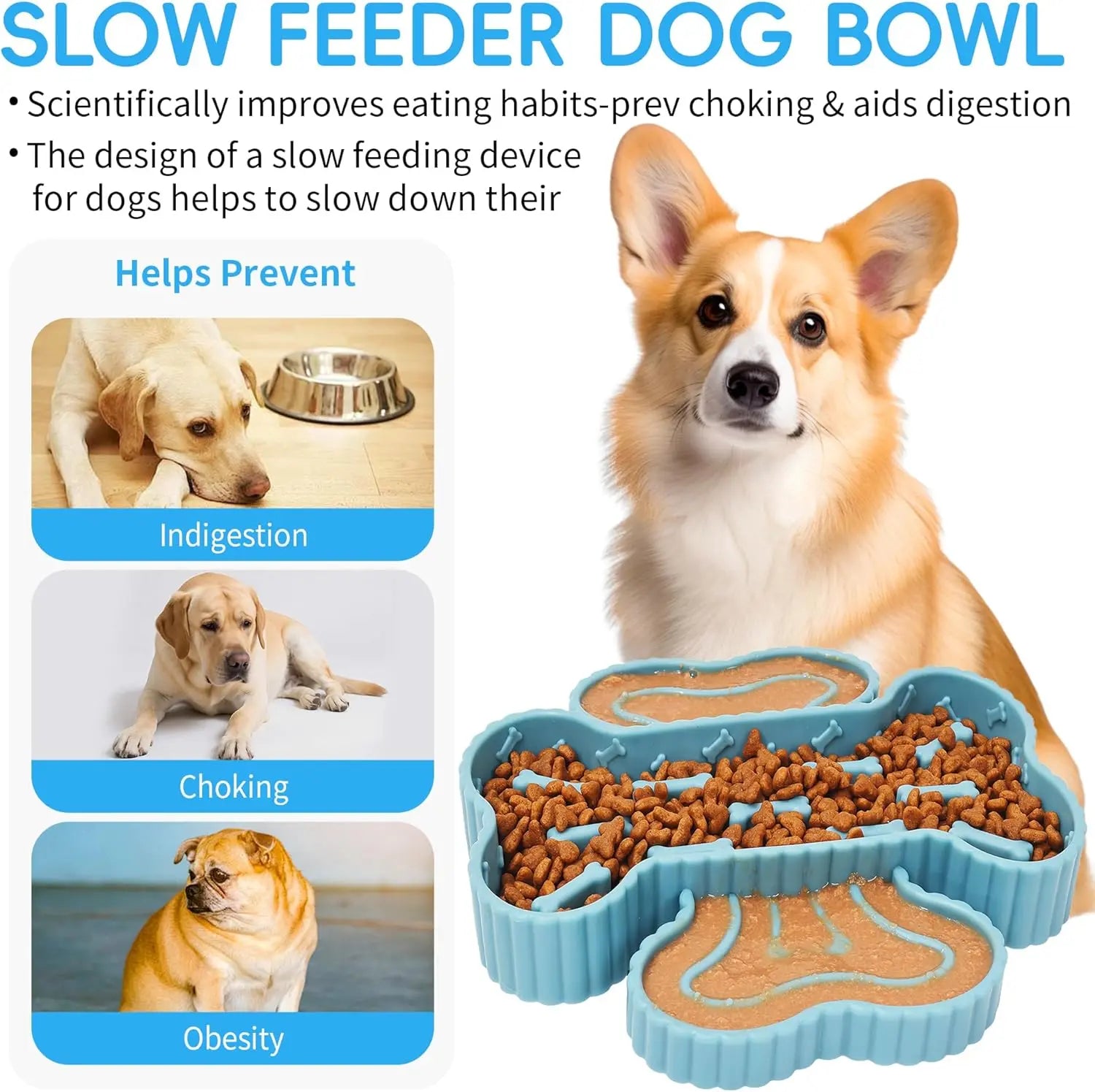 FelRelWel silicone slow feeder dog bowl designed to prevent choking and improve digestion
