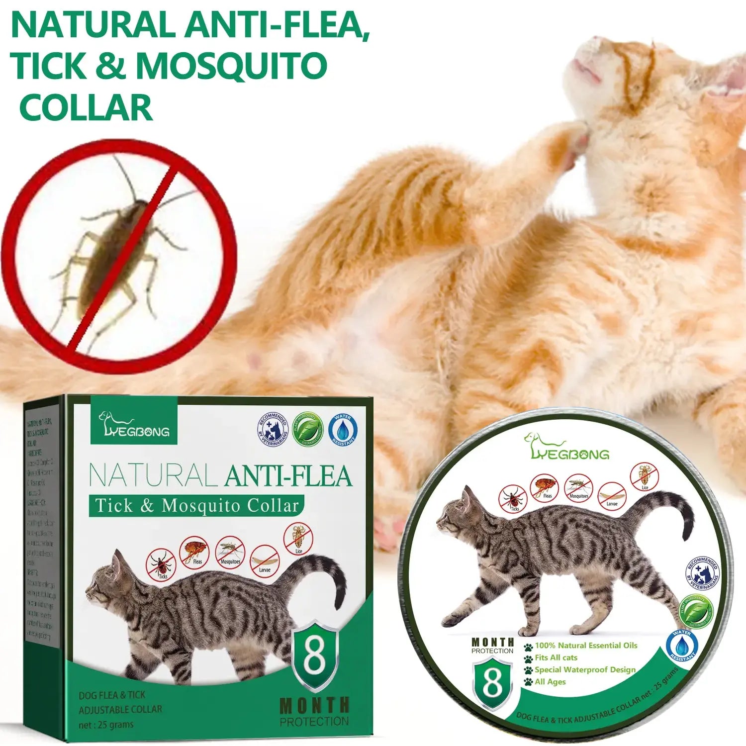 FelRelWel natural essential oil tick prevention collar for cats with 8 month protection against fleas mosquitoes and ticks