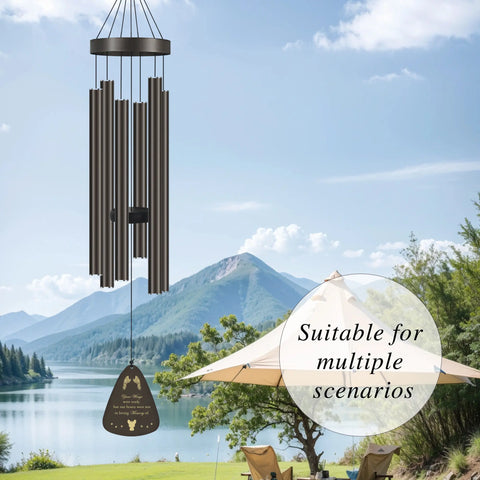 FelRelWel pet memorial gifts outdoor wind chime with peaceful mountain and lake background